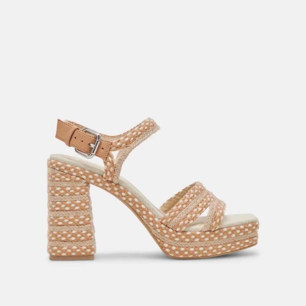 NIB dolce vita ARNELA HEELS NATURAL MULTI WOVEN